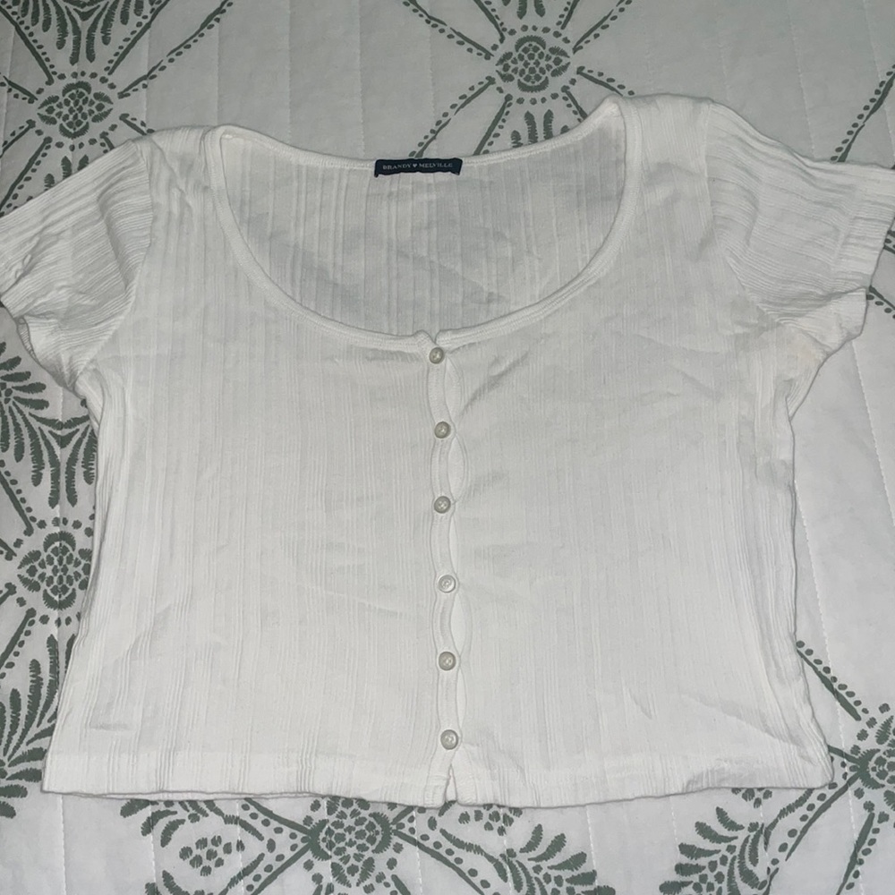 White Brandy Melville Button Top